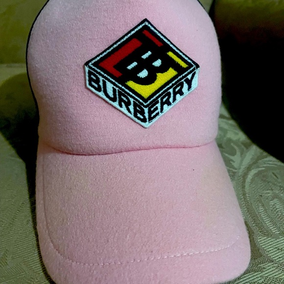 Burberry baseball hat- pink and black